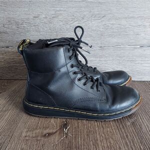 Dr. Doc Martens Malky J size 5 Black Leather Side Zip Lace Boots
